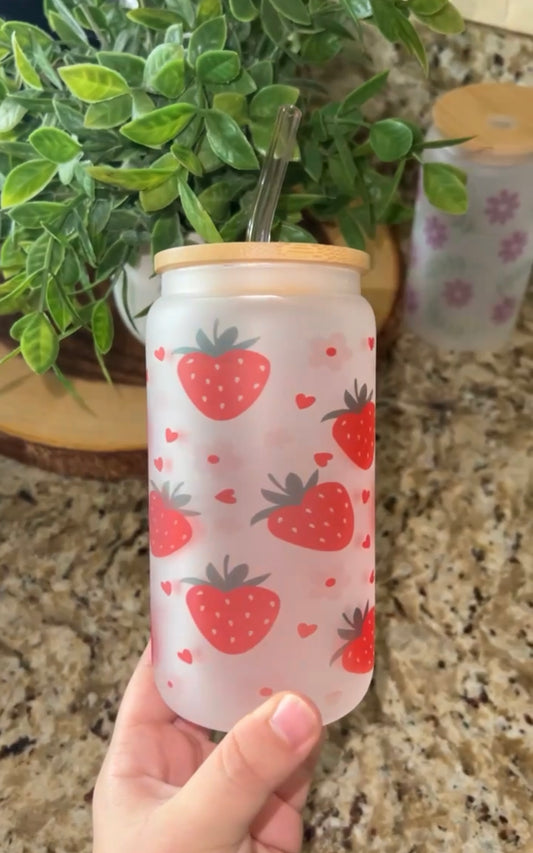 Strawberry glass cup