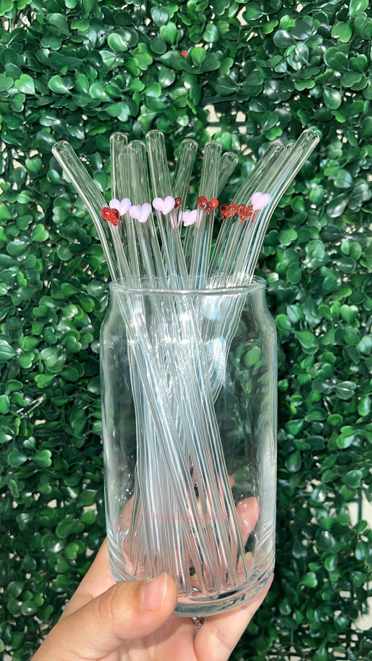 Heart glass straws, glass straws for Libbey cans, heart shaped straws, heart straws, cute straws, heart, glass straws, reusable glass straw